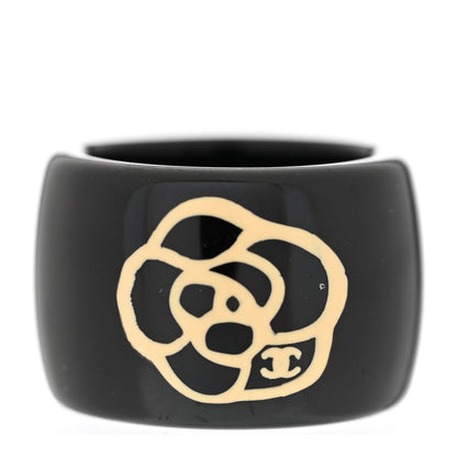 Chanel Resin CC Camellia Ring 54 7 Black 1 of 4
