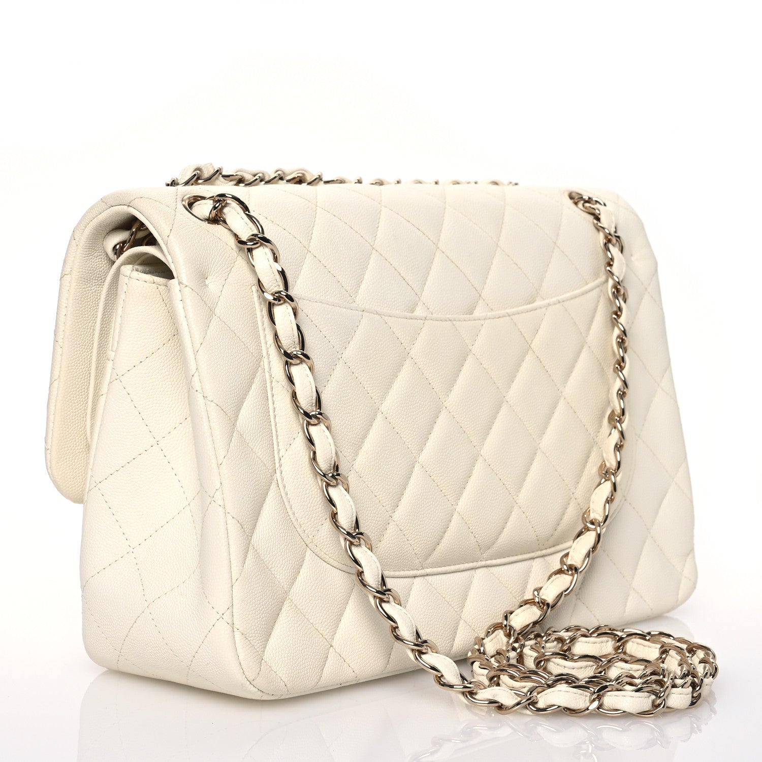 Chanel Caviar Quilted Jumbo Double Flap White 3 of 22