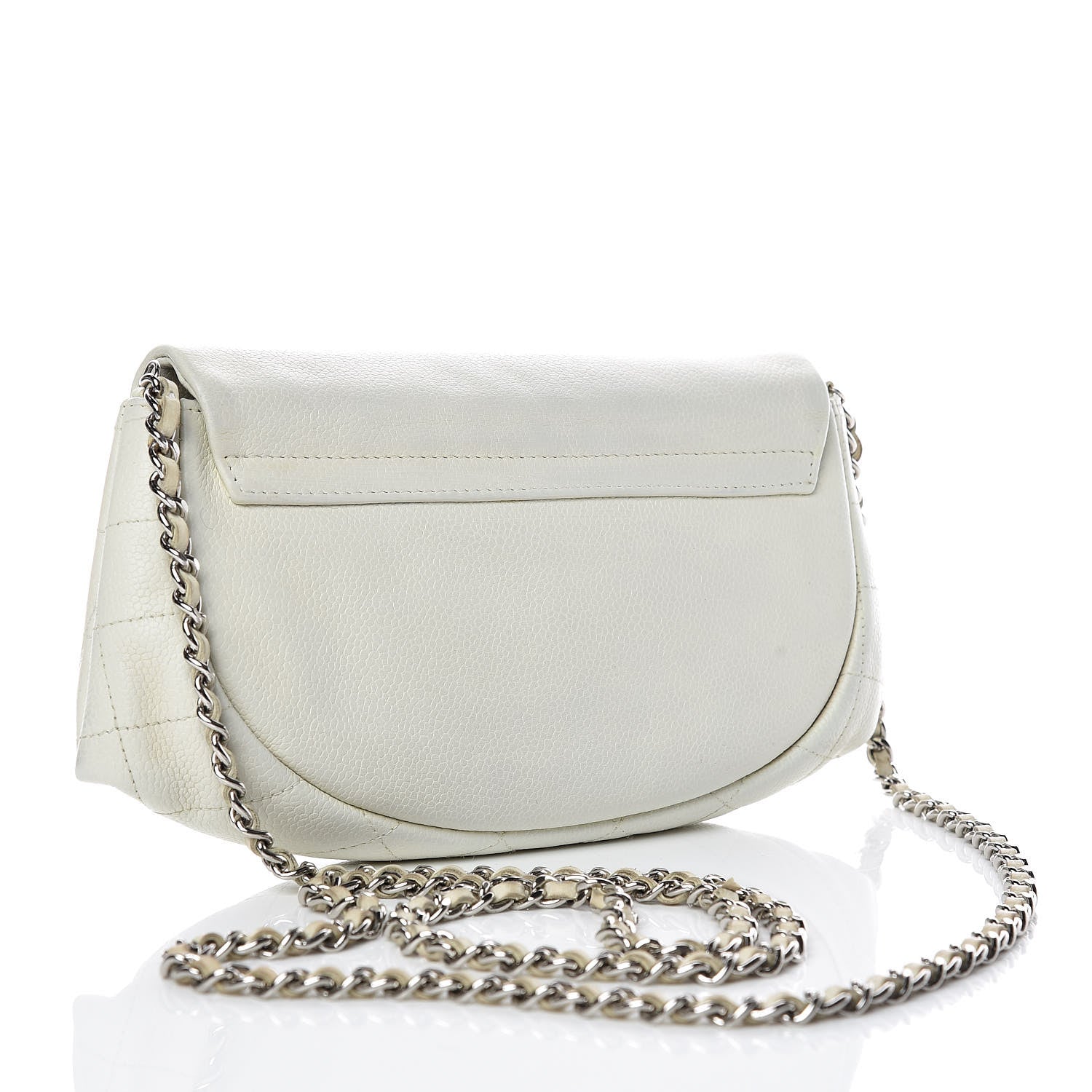Chanel Caviar Half Moon Wallet On Chain WOC White 3 of 13