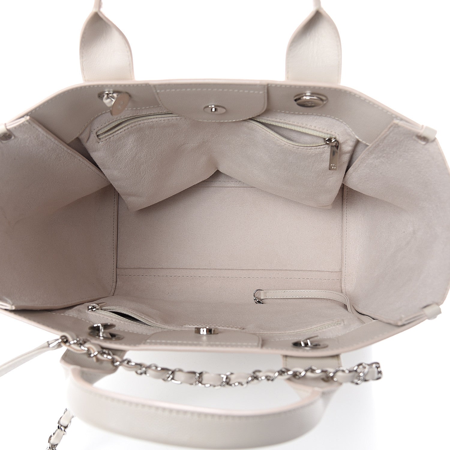 Chanel Caviar Small Studded Deauville Tote Ivory 4 of 9