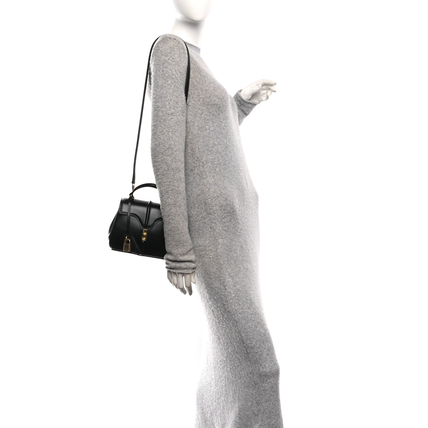Celine Satinated Calfskin Mini 16 Top Handle Bag Black 2 of 11