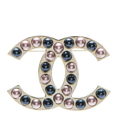 Chanel Pearl CC Brooch Silver Multicolor 1 of 4