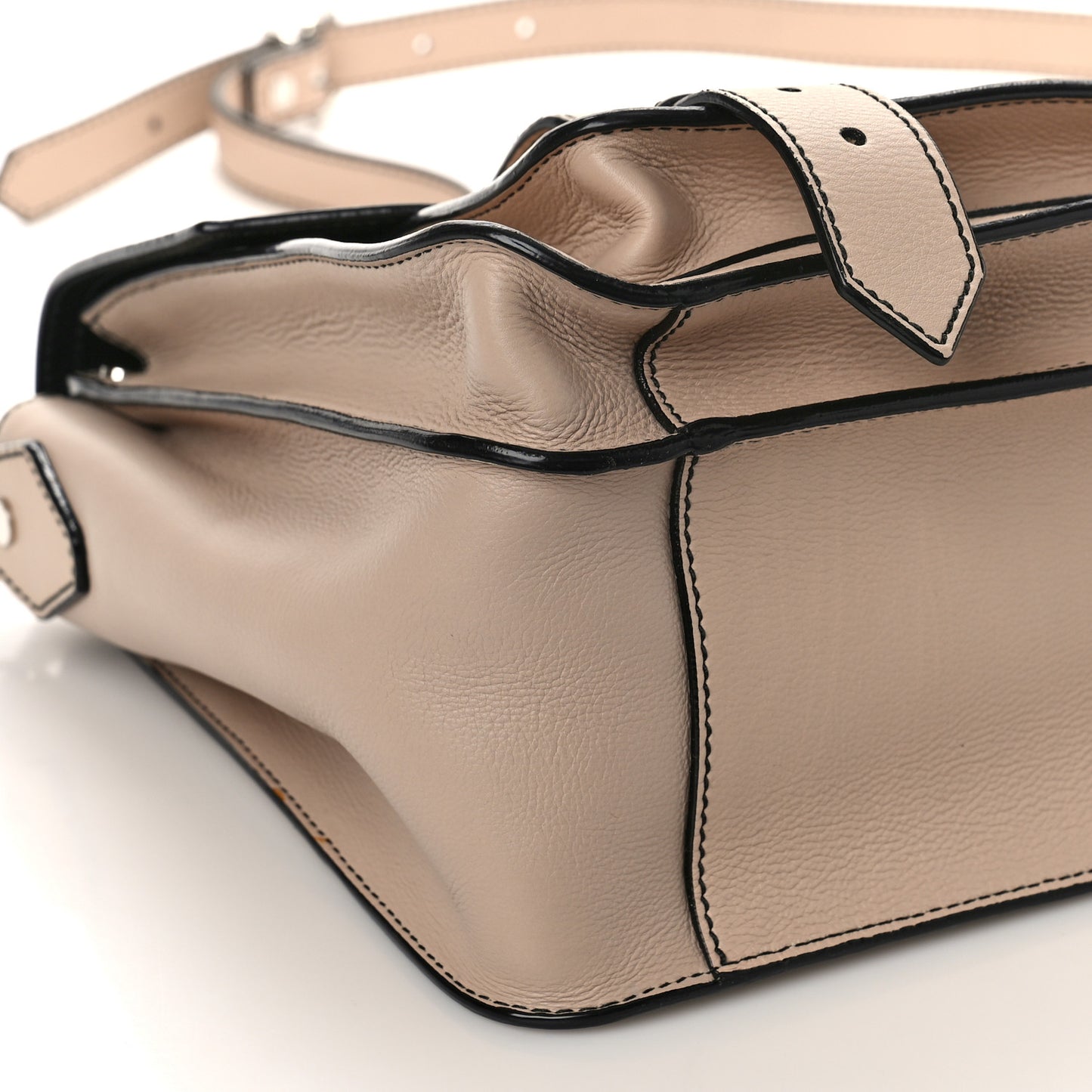 Grained Calfskin Medium Contrast Stitch PS1 Satchel Sand