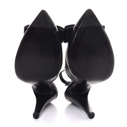 Chanel Patent Lambskin CC Bow Slingback Pumps 35.5 Black 5 of 9