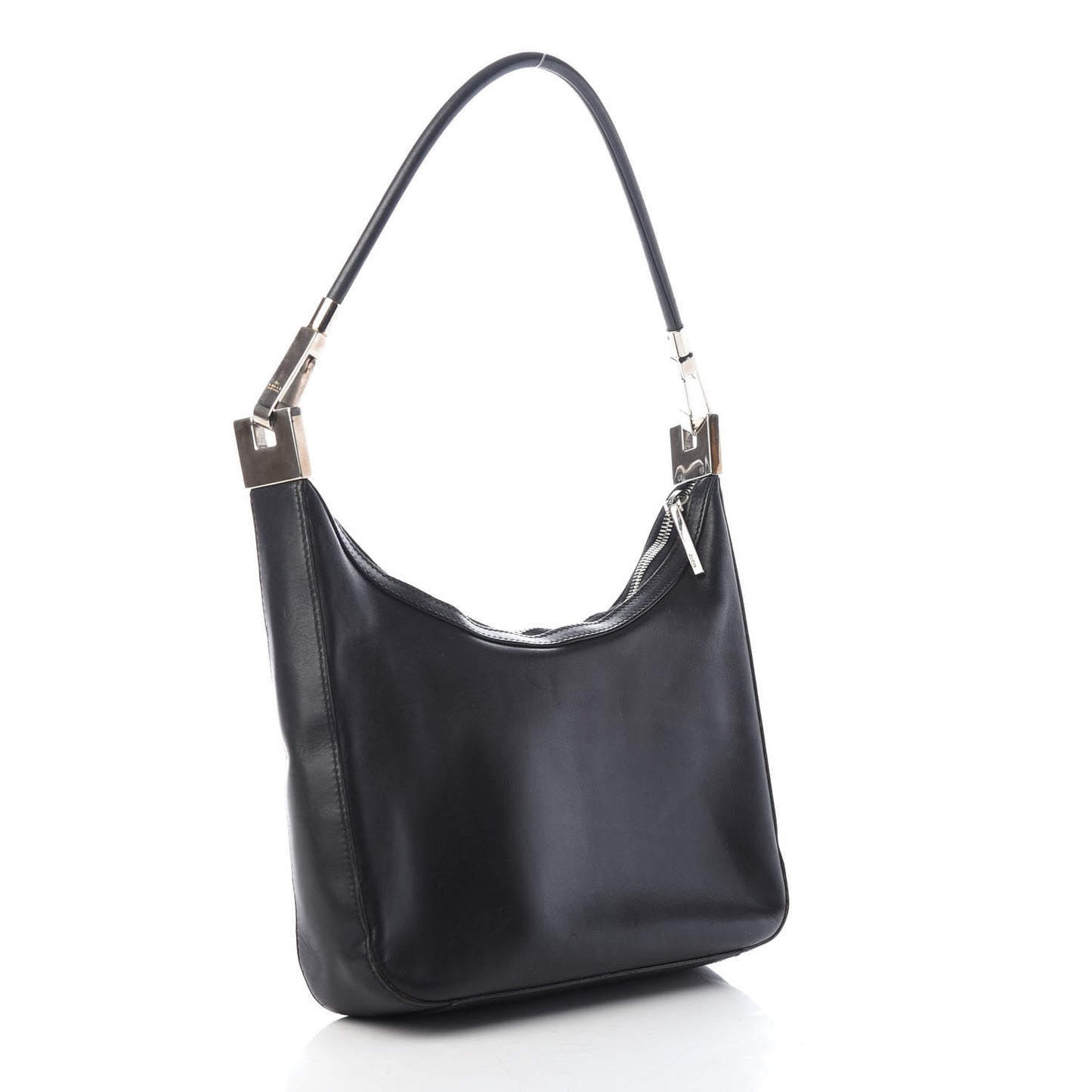 Calfskin Small Clasp Hobo Black