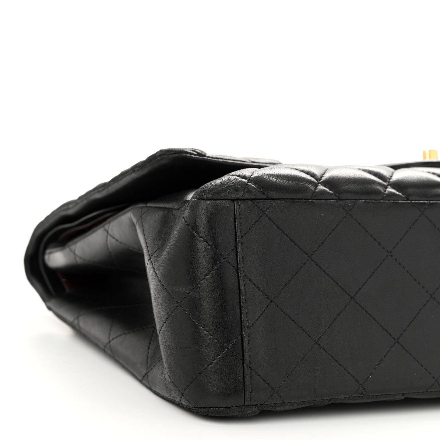 Lambskin Quilted Maxi Double Flap Black