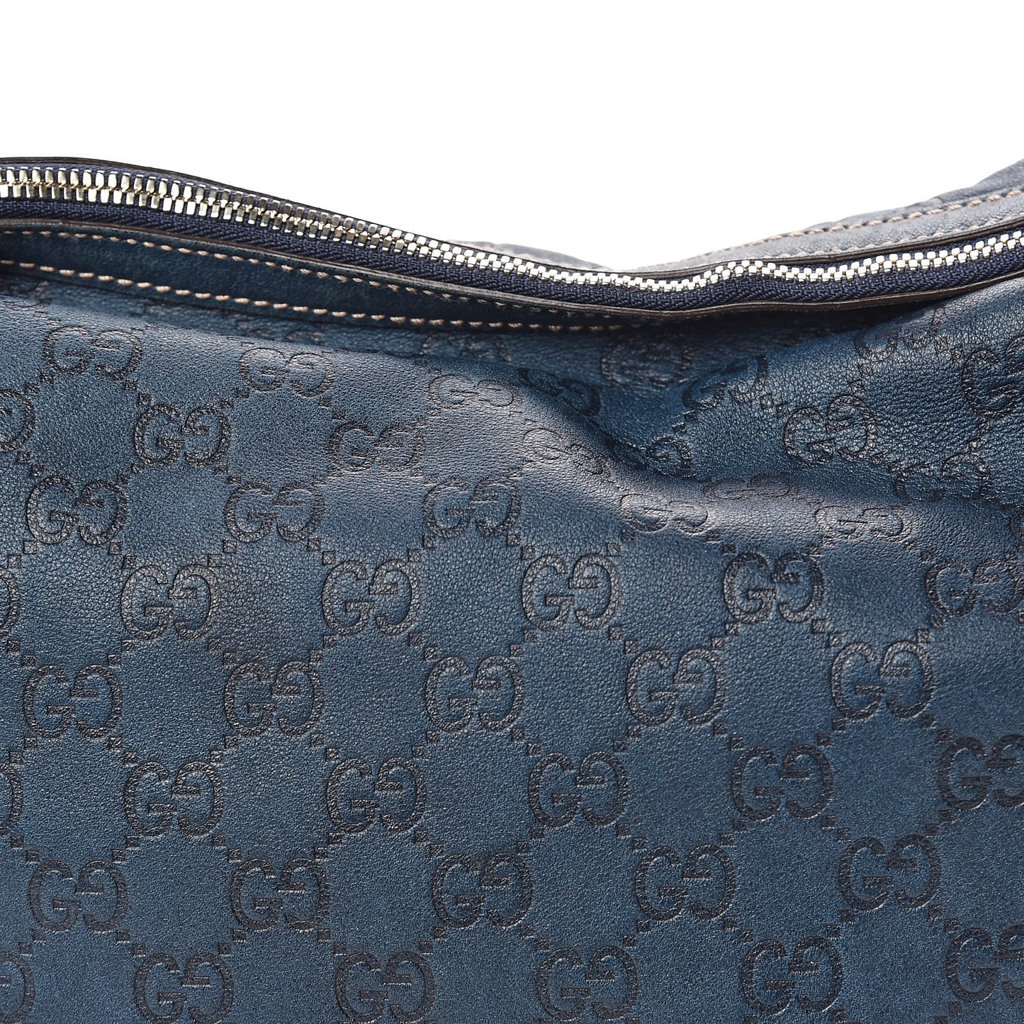 Guccissima Large Biba Studded Hobo Blue