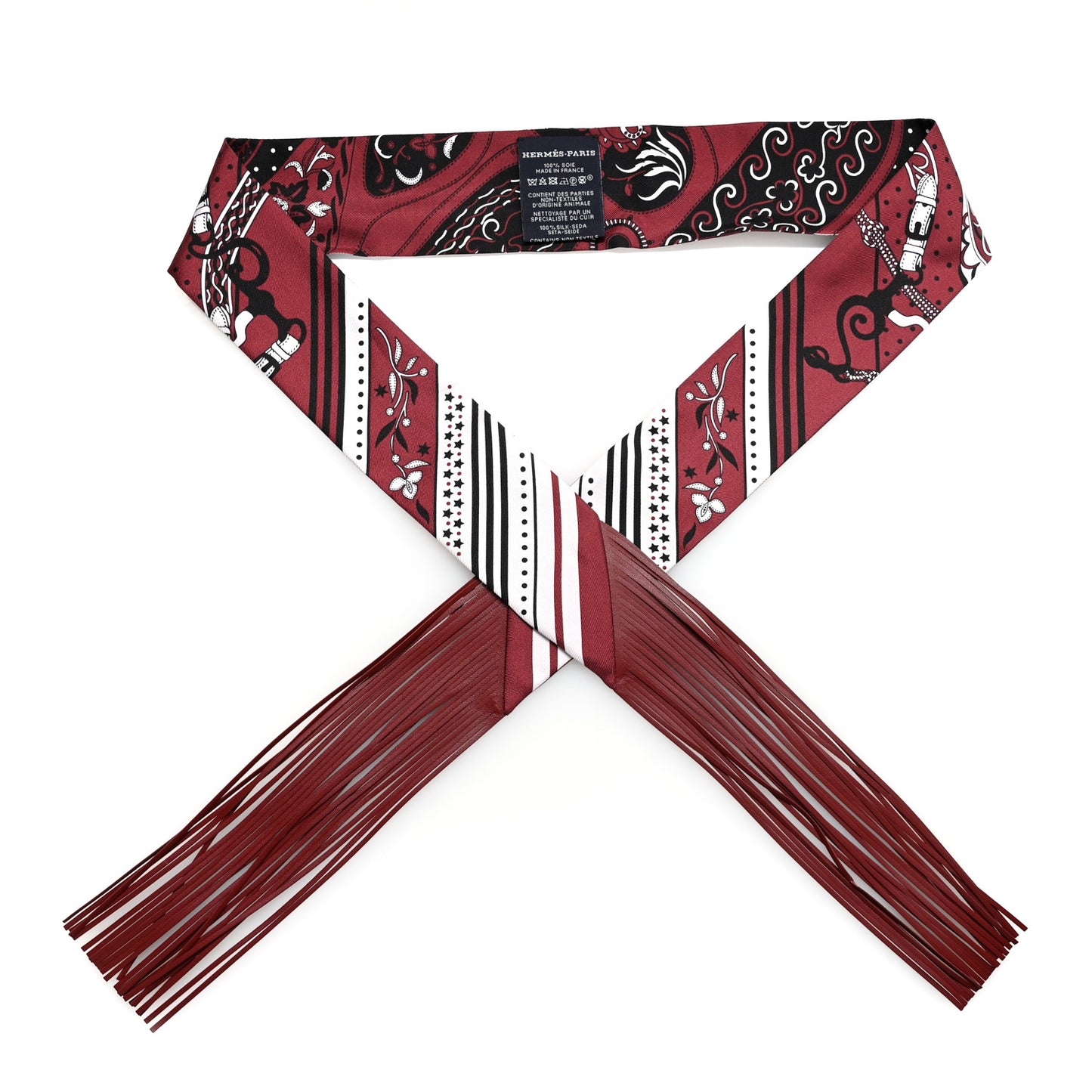 Silk Festival Des Amazones Bandana Fringed Twilly Rouge H