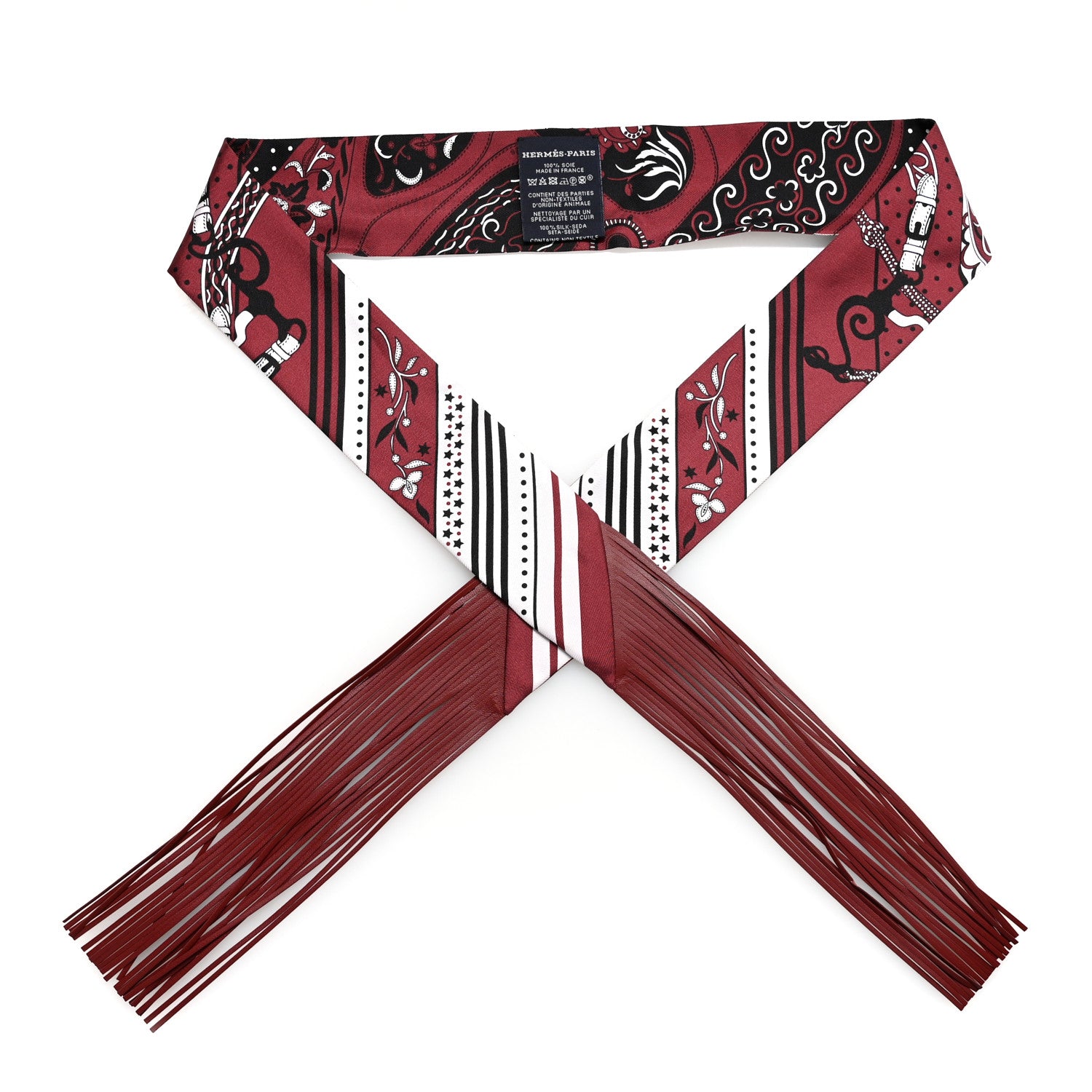 Hermes Silk Festival Des Amazones Bandana Fringed Twilly Rouge H 1 of 4