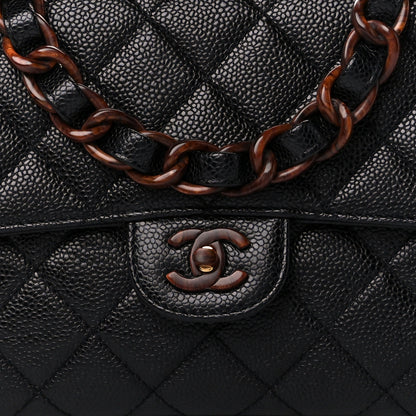 Chanel Caviar Quilted Tortoise Medium Single Flap Black 9 of 11
