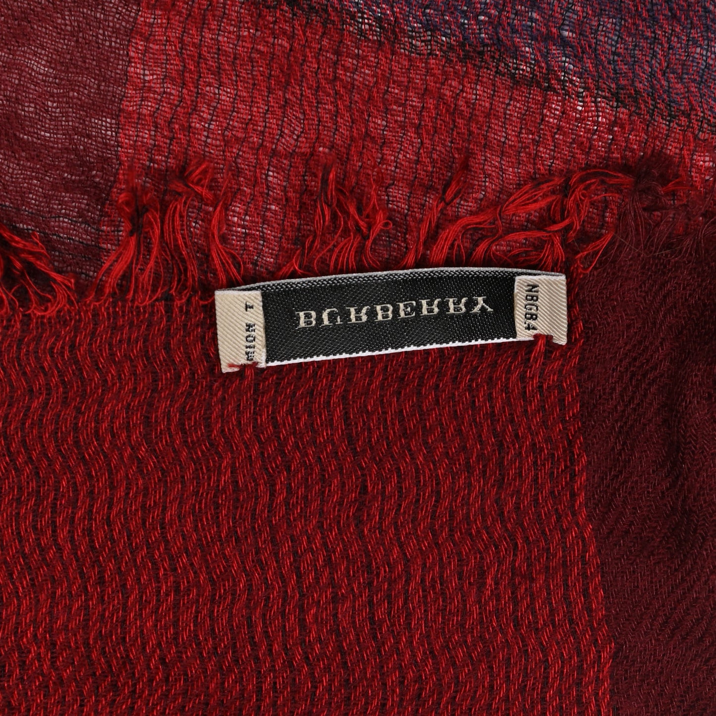 Wool Silk Gauze Giant Check Scarf Red