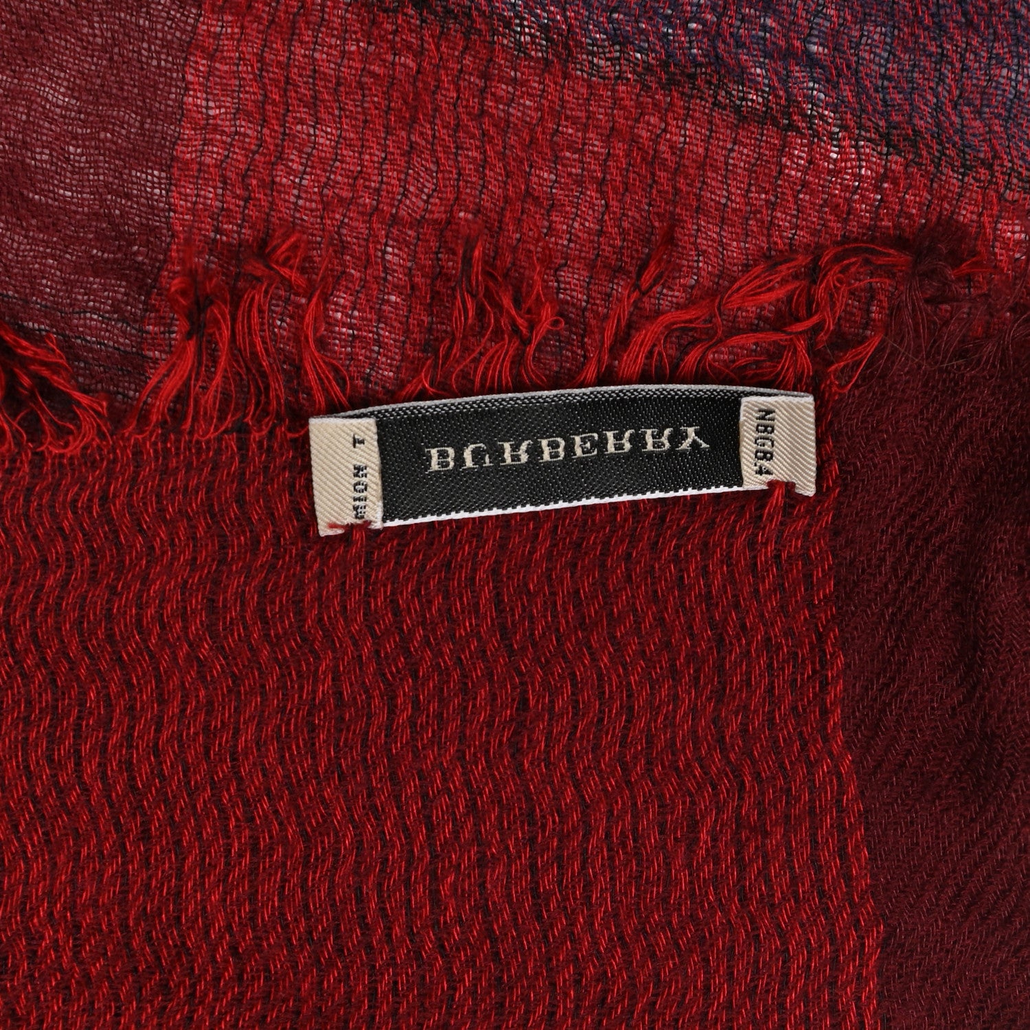 Burberry Wool Silk Gauze Giant Check Scarf Red 2 of 5