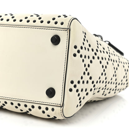 Christian Dior Lambskin Cannage Studded Medium Supple Lady Dior White Black 7 of 14