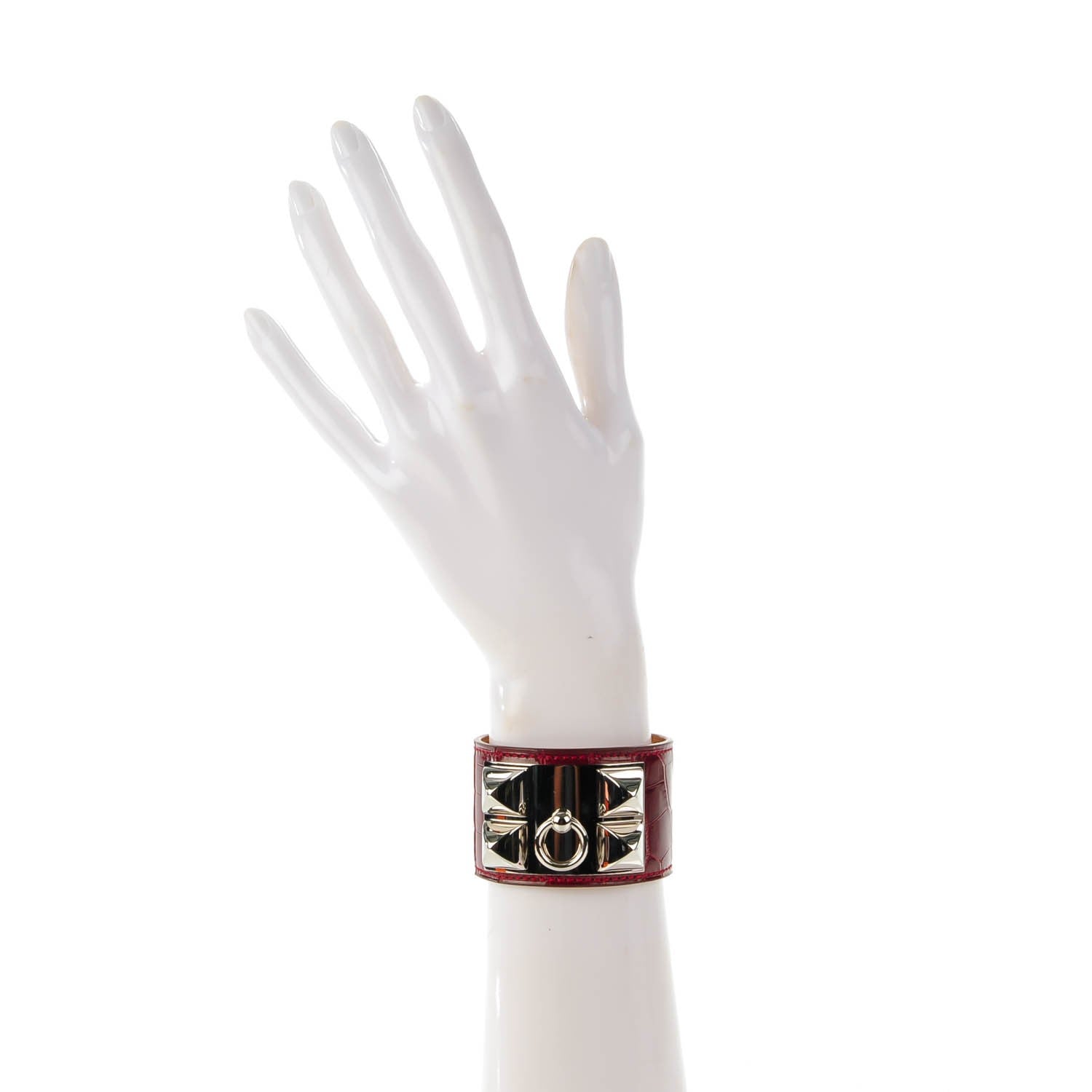 Hermes Shiny Alligator Collier De Chien CDC Bracelet S Rouge Vif 2 of 8