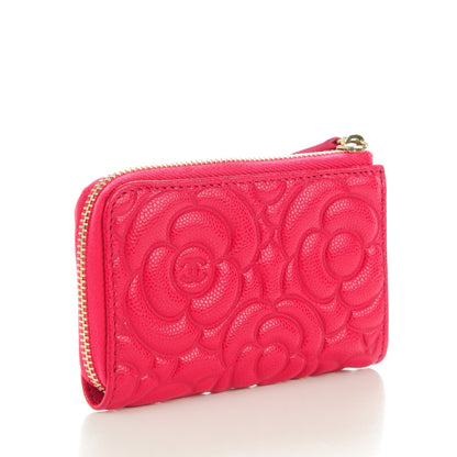 Chanel Caviar Camellia Embossed Key Holder Case Fuchsia 3 of 7
