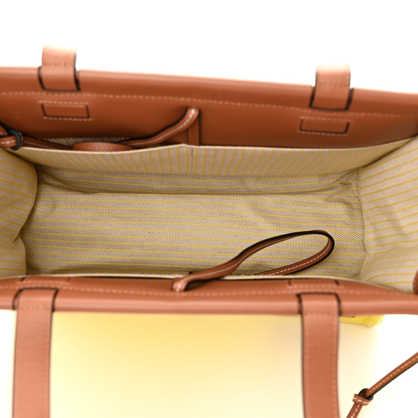 Canvas Calfskin Cushion Tote Yellow