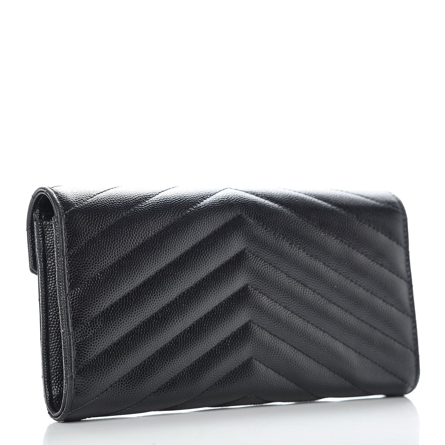 Grain De Poudre Matelasse Chevron Monogram Flap Wallet Black