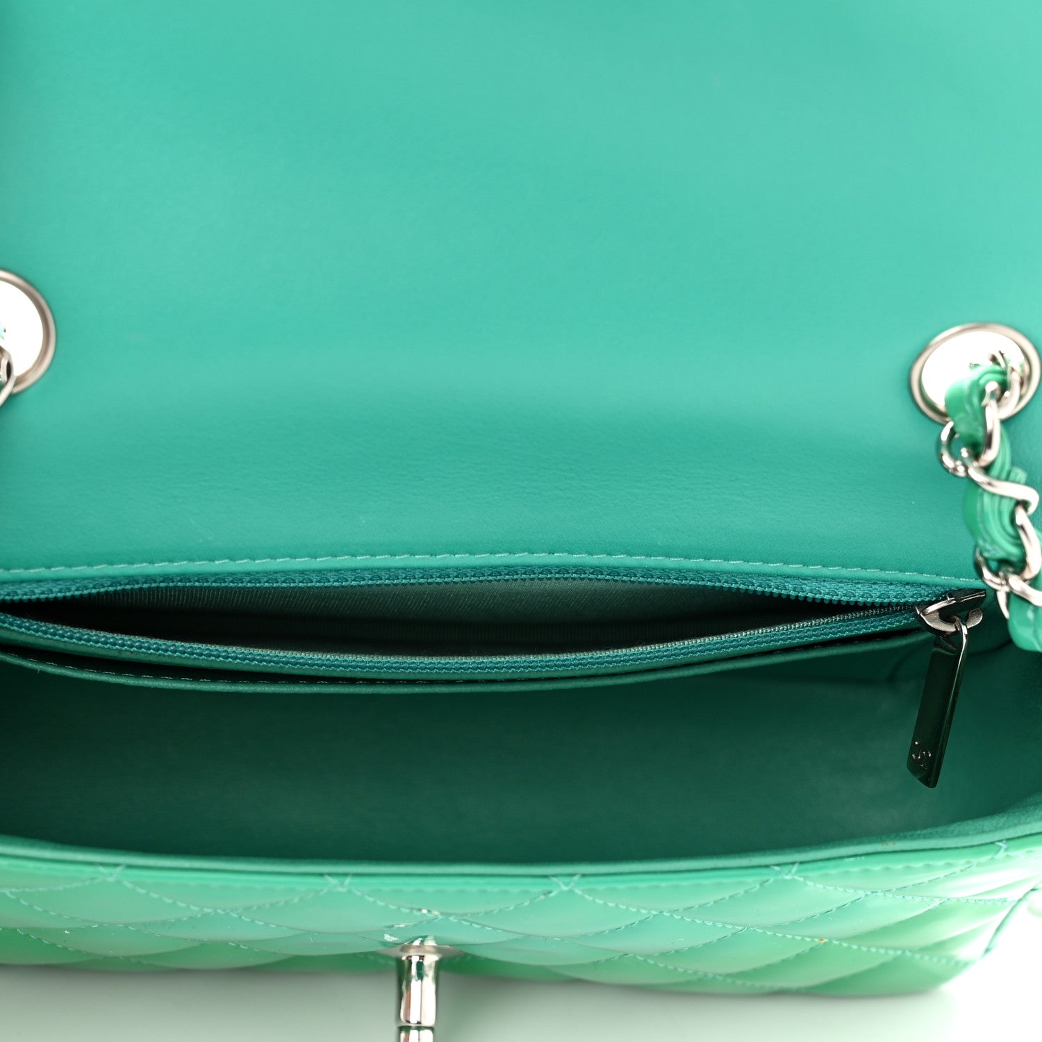 Chanel Patent Calfskin Quilted Mini Rectangular Flap Green 5 of 10