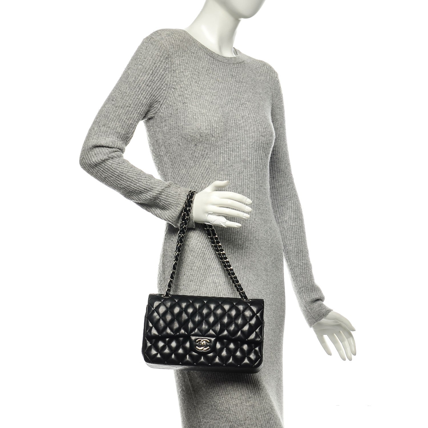 Chanel Lambskin Quilted Medium Double Flap Black 2 of 7