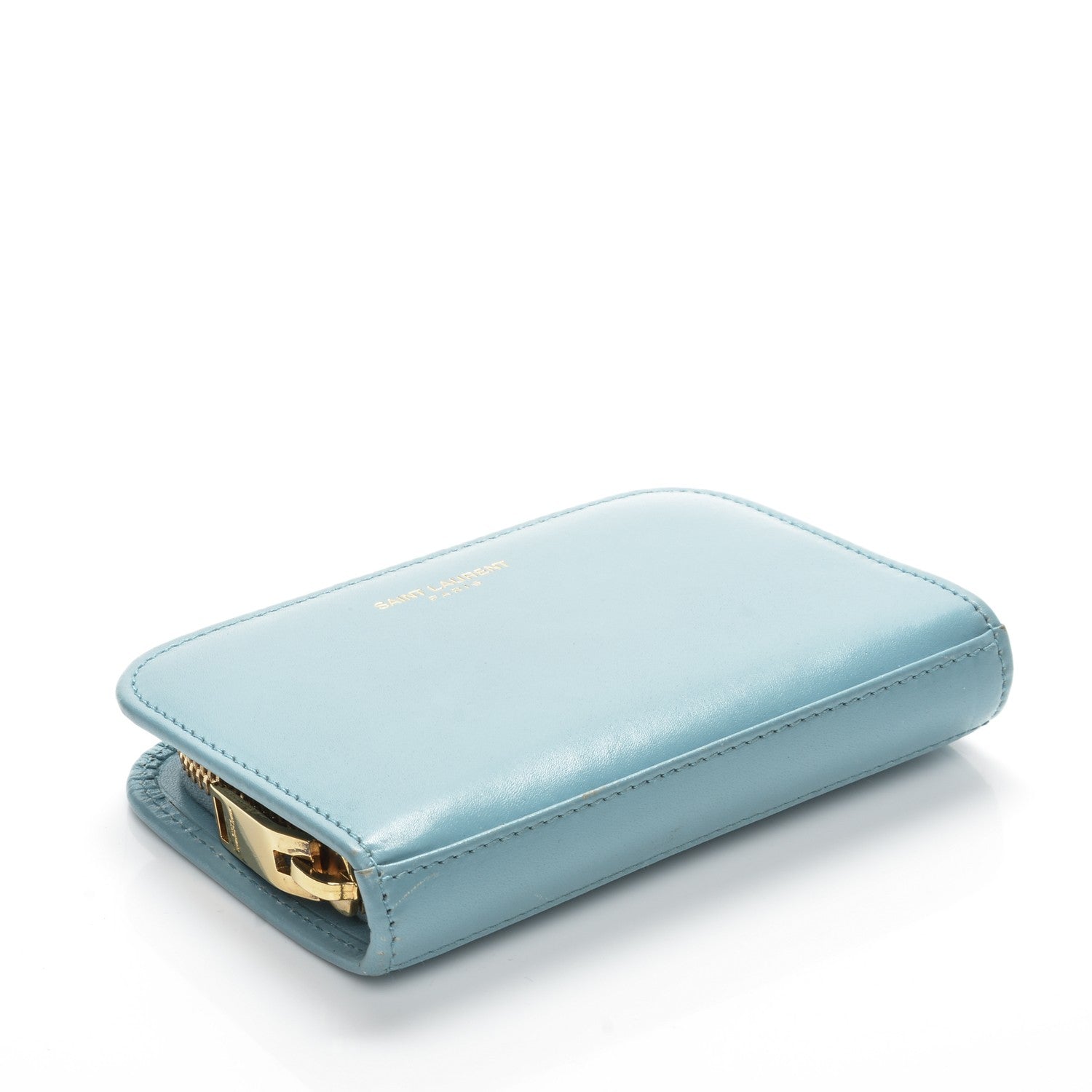 Saint Laurent Calfskin Small Coin Purse Blue Glacier 4 of 8