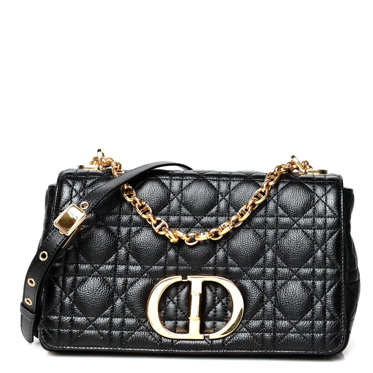Calfskin Cannage Medium Caro Bag Black