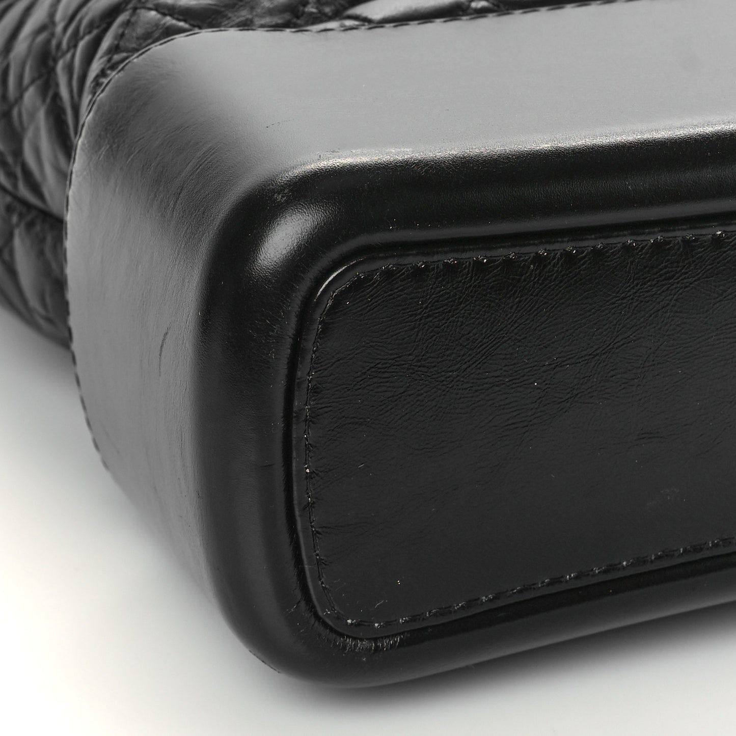 Aged Calfskin Quilted Large Gabrielle Hobo Black