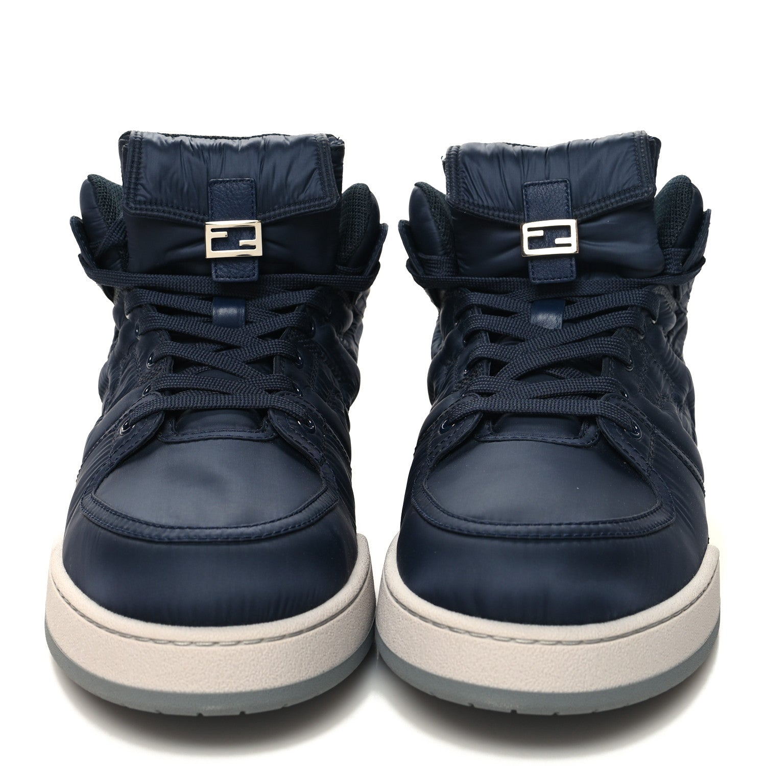 Fendi Nylon Mens Baguette Match High Top Sneakers 12 Blue Grey 2 of 9