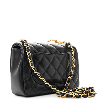 Chanel Shiny Lambskin Quilted Pearl Twist Mini Square Flap Black 3 of 11