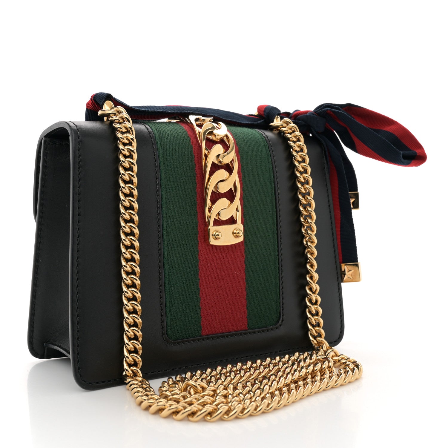 Gucci Calfskin Mini Sylvie Chain Shoulder Bag Black 3 of 13