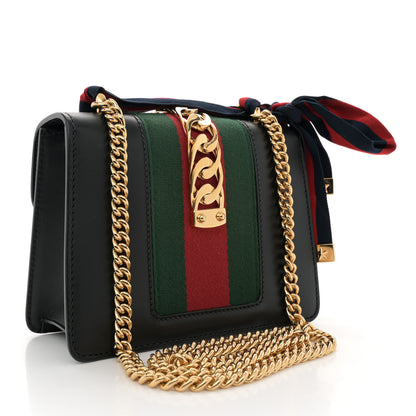 Gucci Calfskin Mini Sylvie Chain Shoulder Bag Black 3 of 13