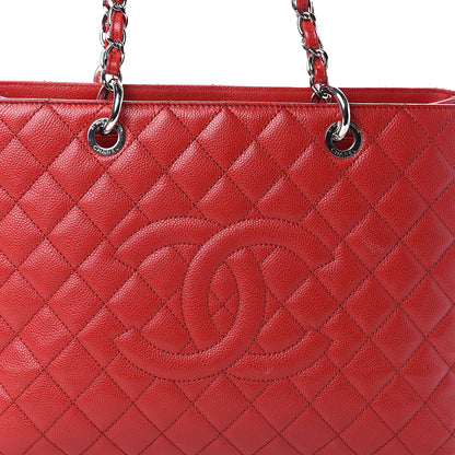 Chanel Caviar Quilted Grand Shopping Tote GST Red 7 of 9