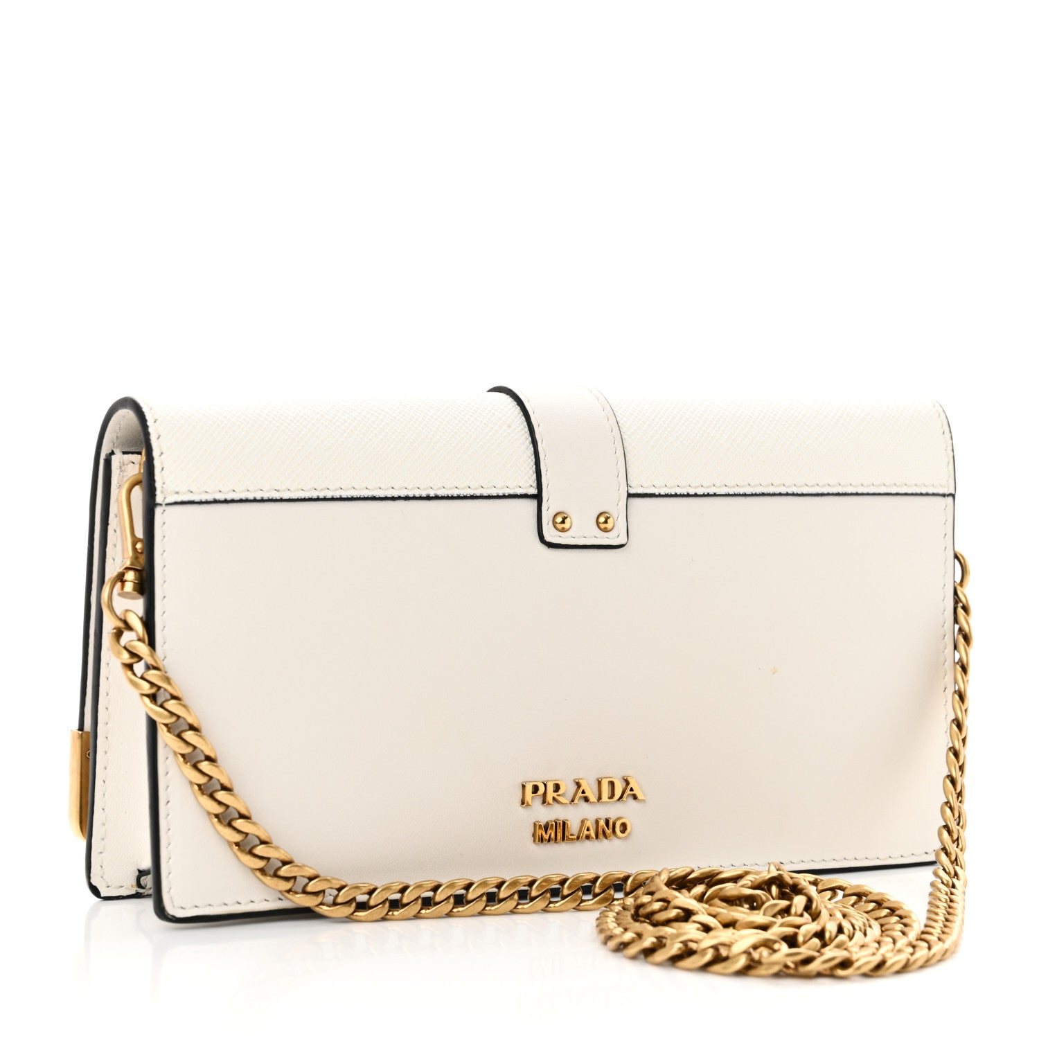 Prada City Calfskin Cahier Clutch With Chain White 3 of 9