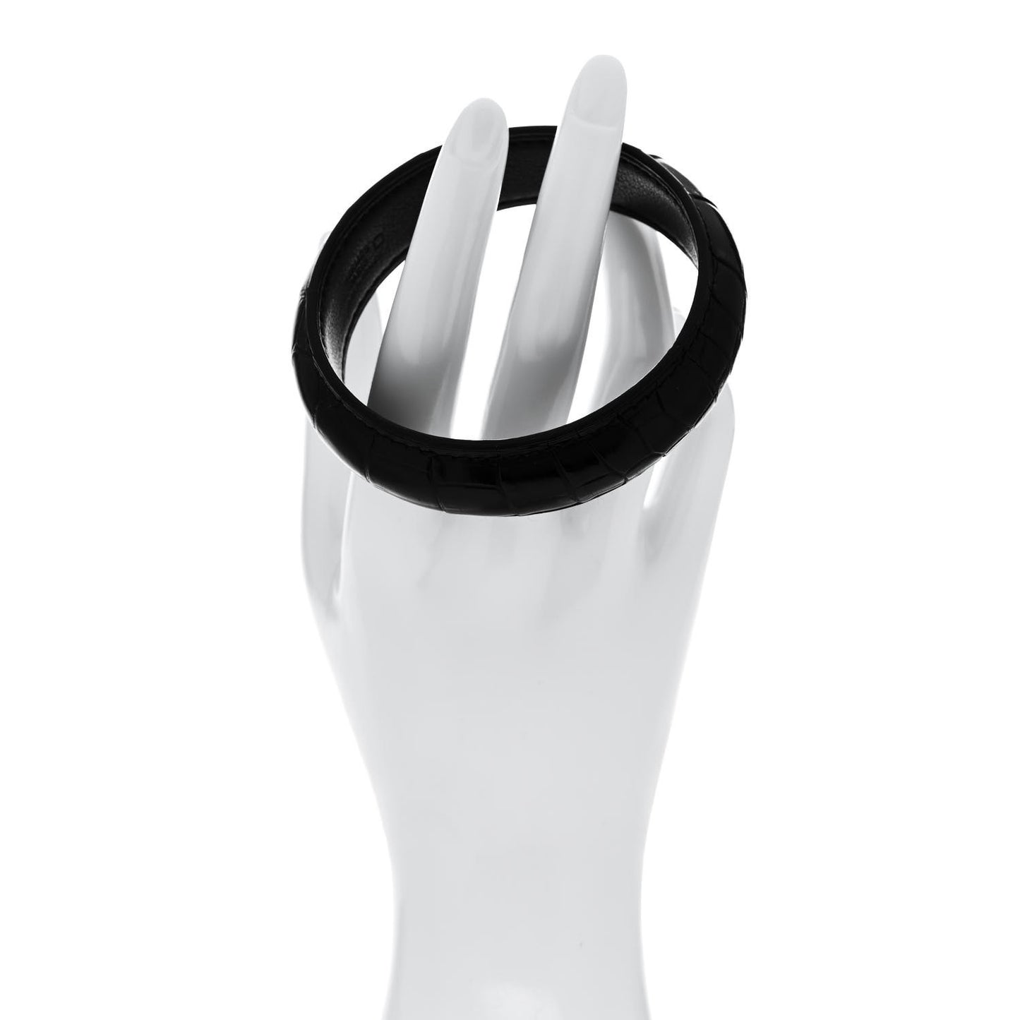 Shiny Alligator Small Astral Bracelet M Black