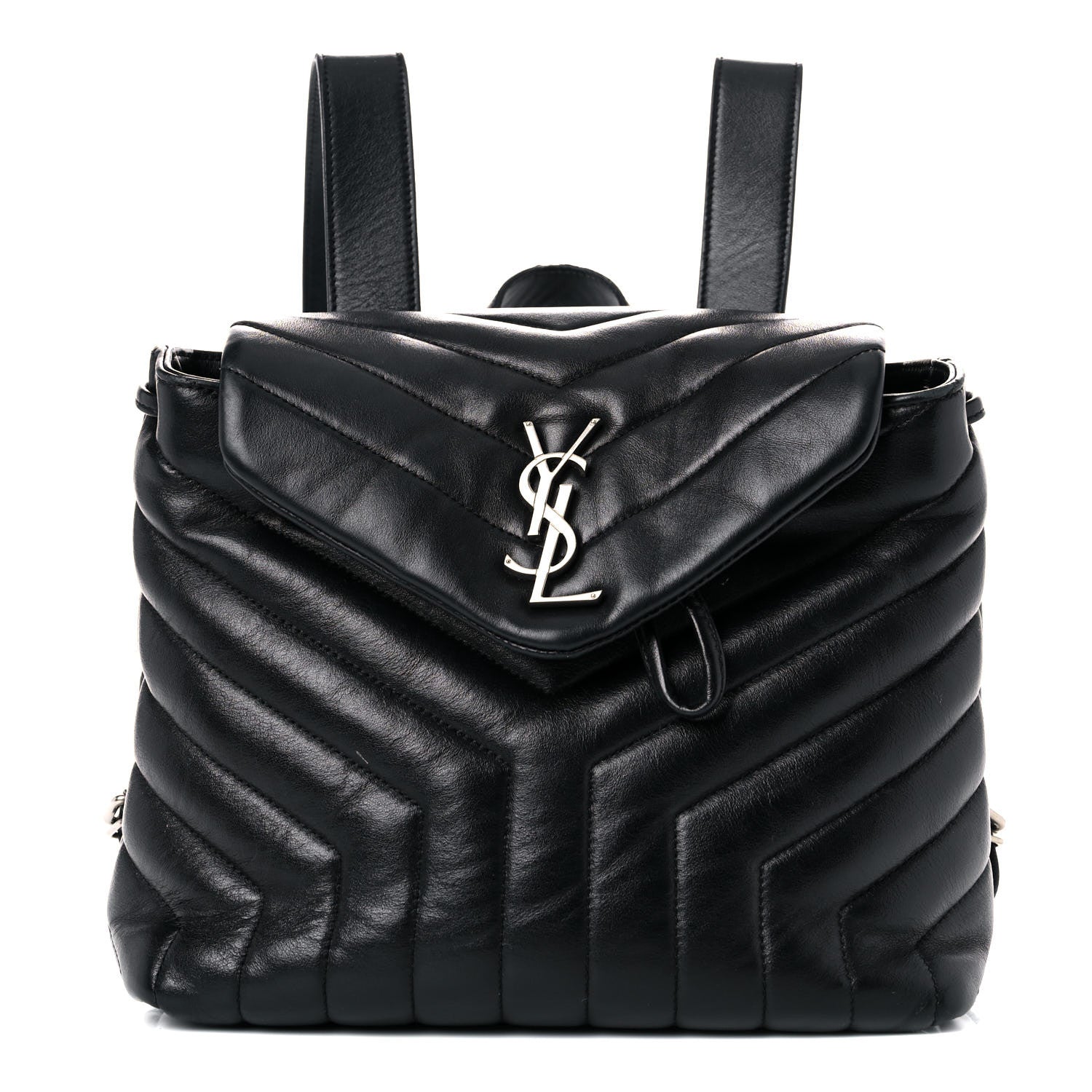 Saint Laurent Calfskin Y Quilted Monogram Small Loulou Backpack Black 1 of 20