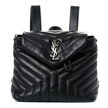 Saint Laurent Calfskin Y Quilted Monogram Small Loulou Backpack Black 1 of 20