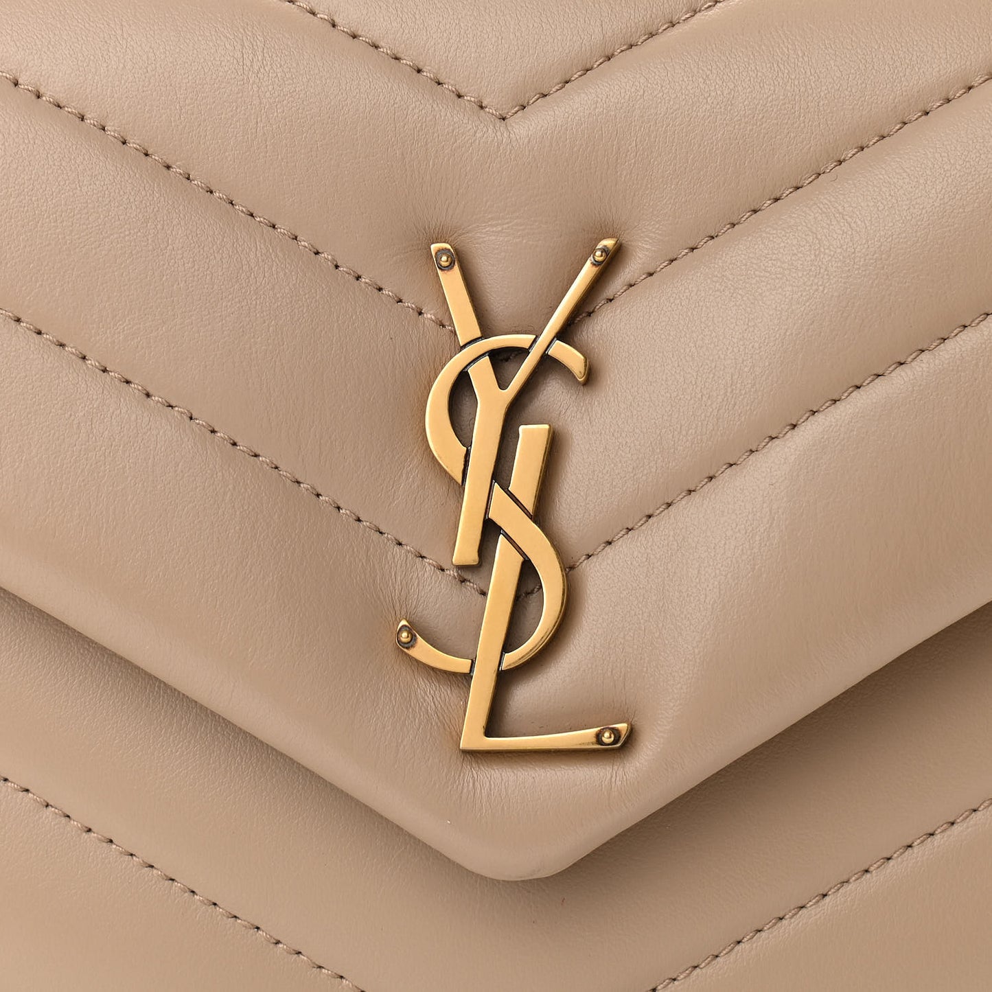 Calfskin Y Quilted Monogram Small Loulou Chain Satchel Dark Beige