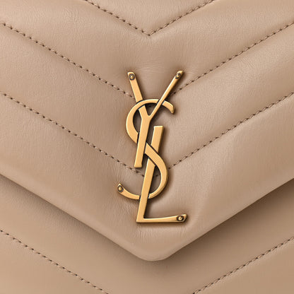 Saint Laurent Calfskin Y Quilted Monogram Small Loulou Chain Satchel Dark Beige 7 of 9