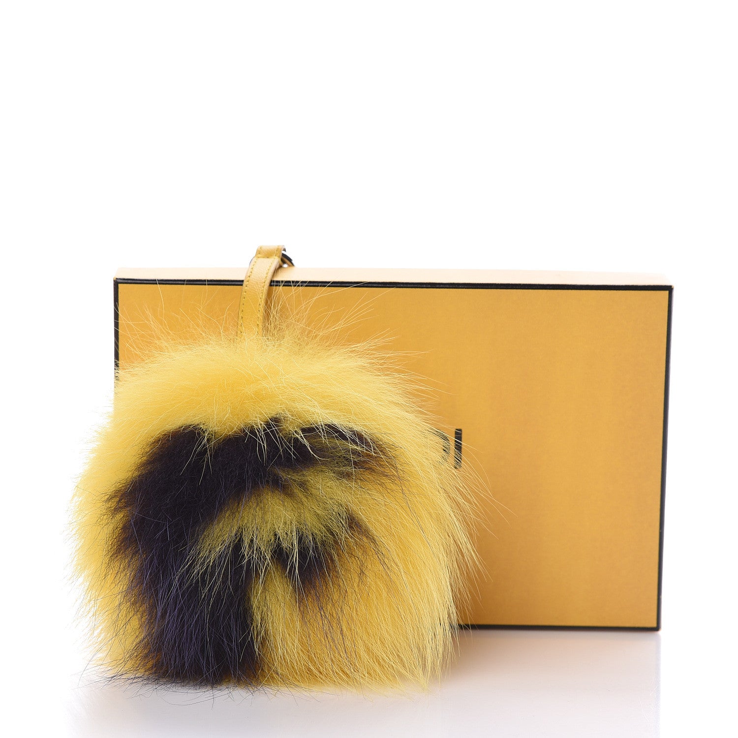 Fendi Fox Fur F ABCharm Bag Charm Black Yellow 5 of 5