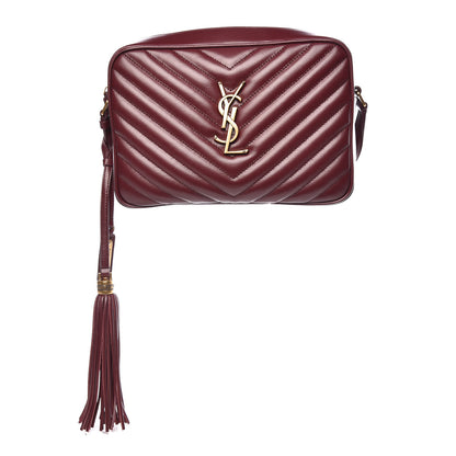 Saint Laurent Calfskin Matelasse Monogram Lou Camera Bag Dark Legion Red 1 of 9