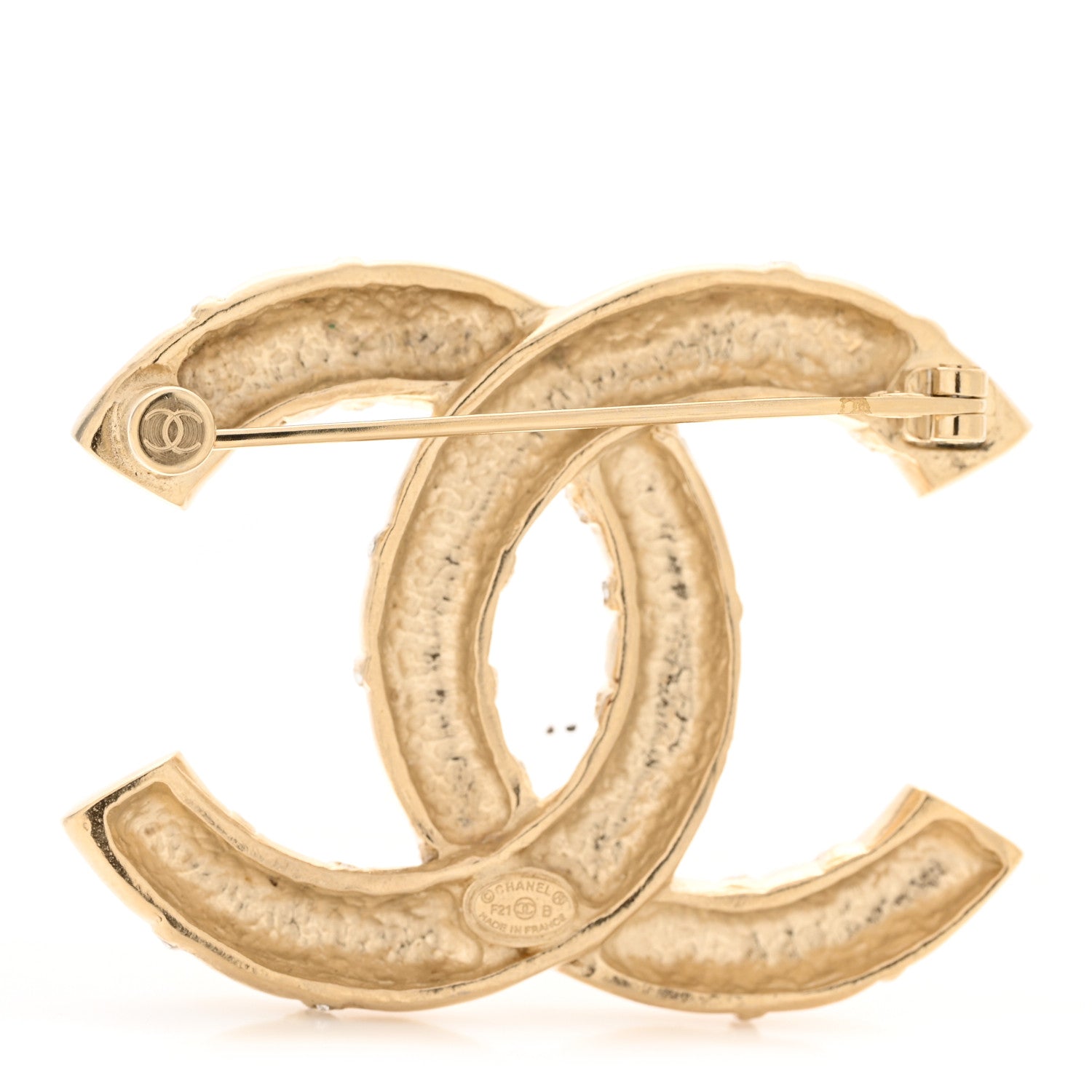Chanel Crystal CC Logo Brooch Gold 3 of 5