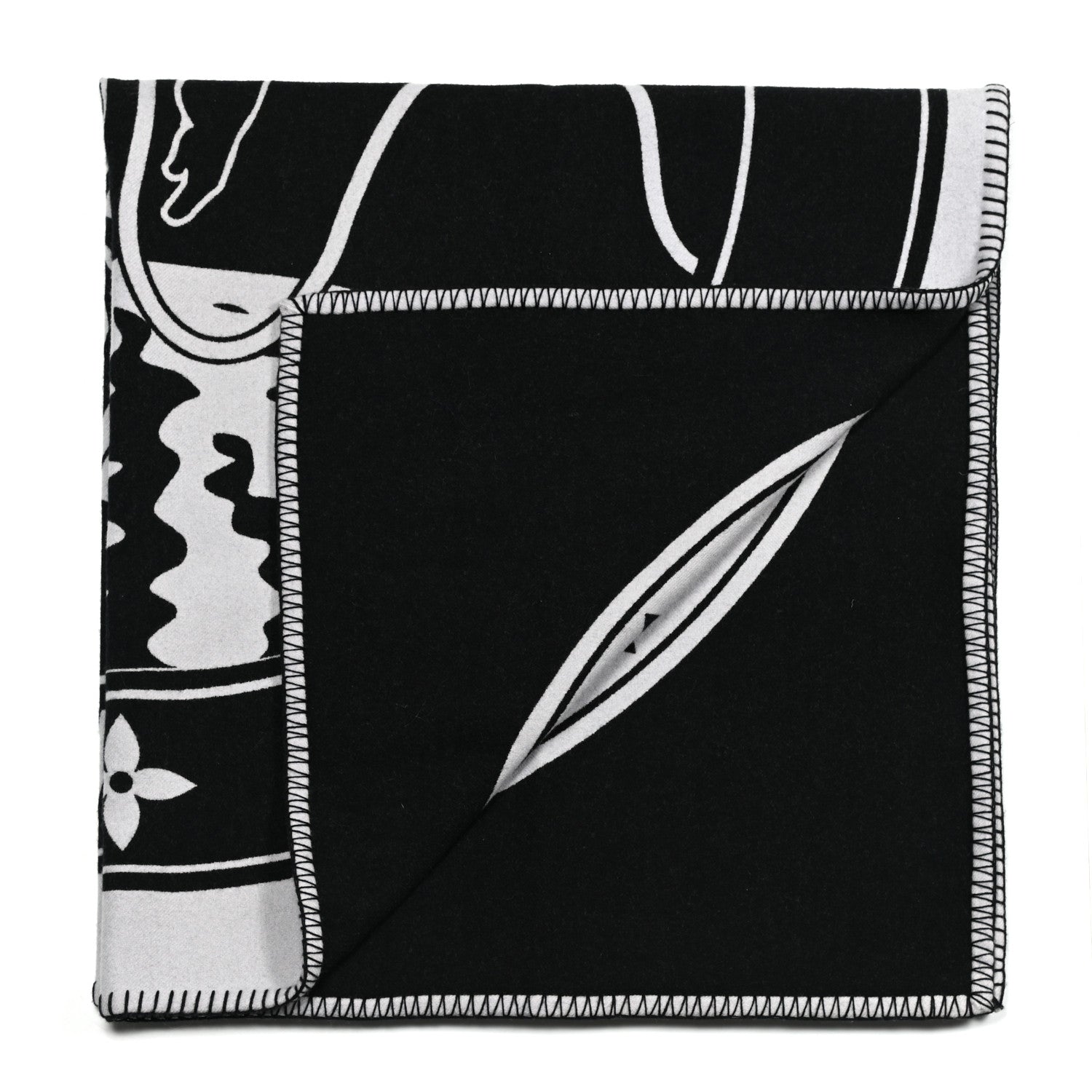 Louis Vuitton Wool Cashmere Satellite Blanket Black 4 of 10