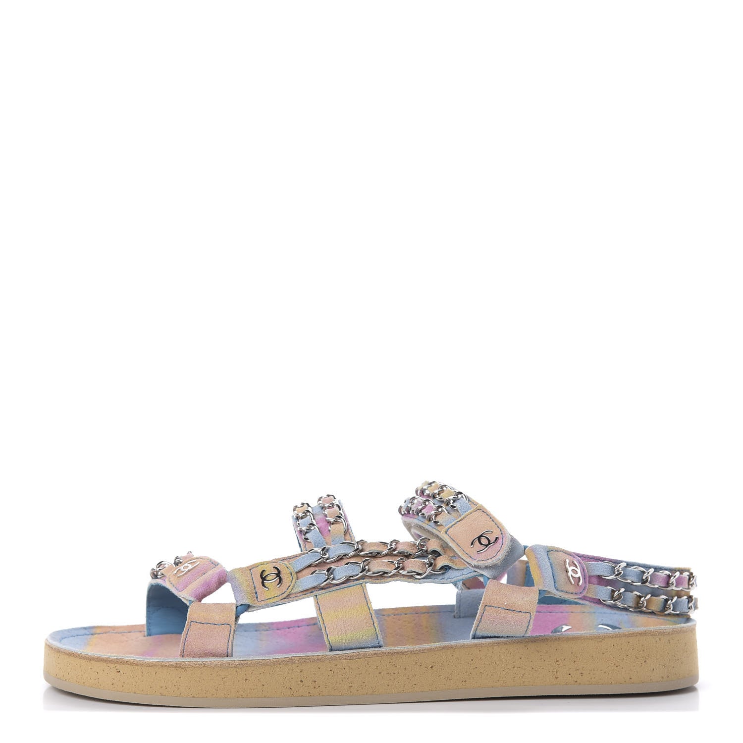 Chanel Fantasy Calfskin Chain Flat Sandals 38 Multicolor 1 of 9