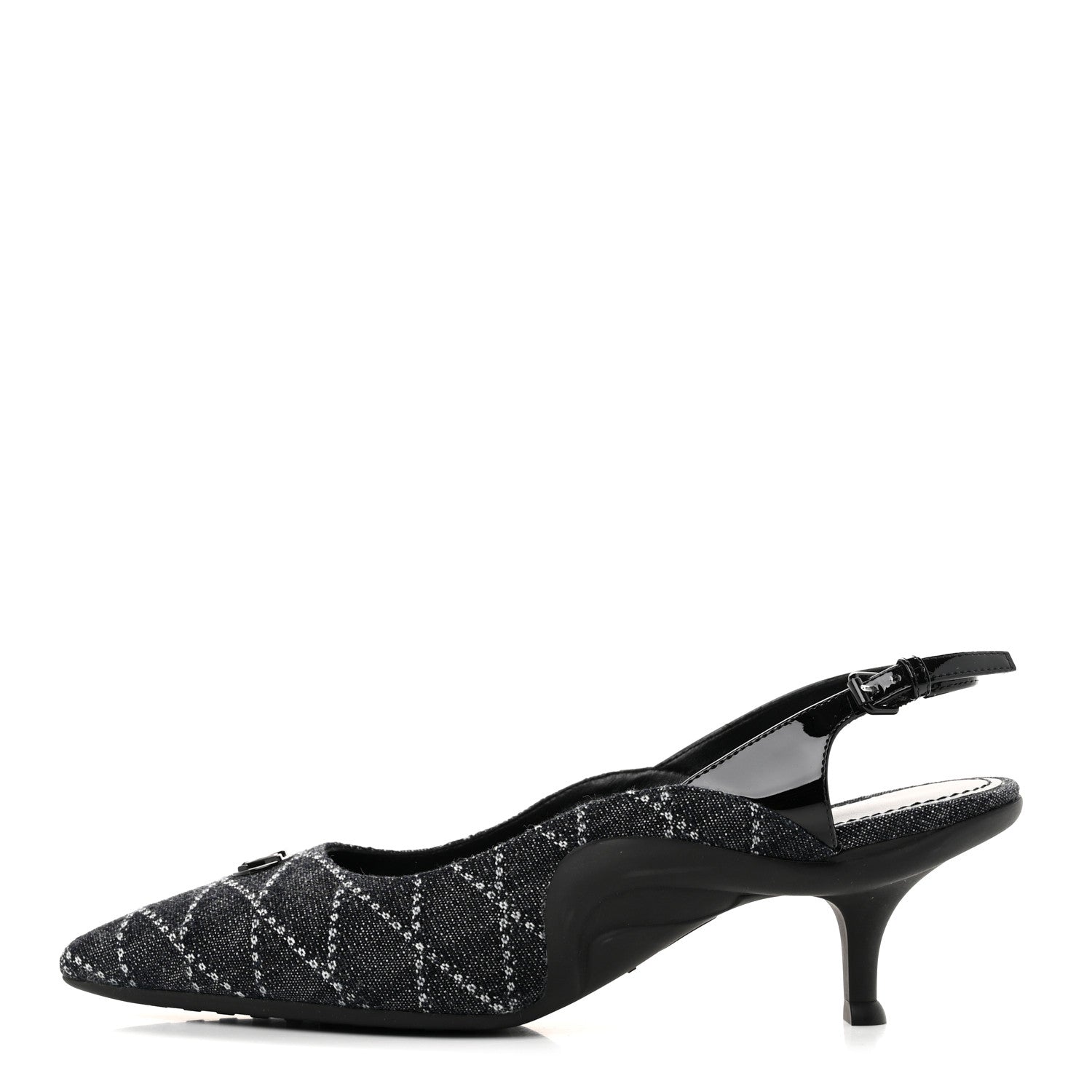Louis Vuitton Denim Patent Archlight Low Heel Slingback Pumps 39 Black 1 of 10