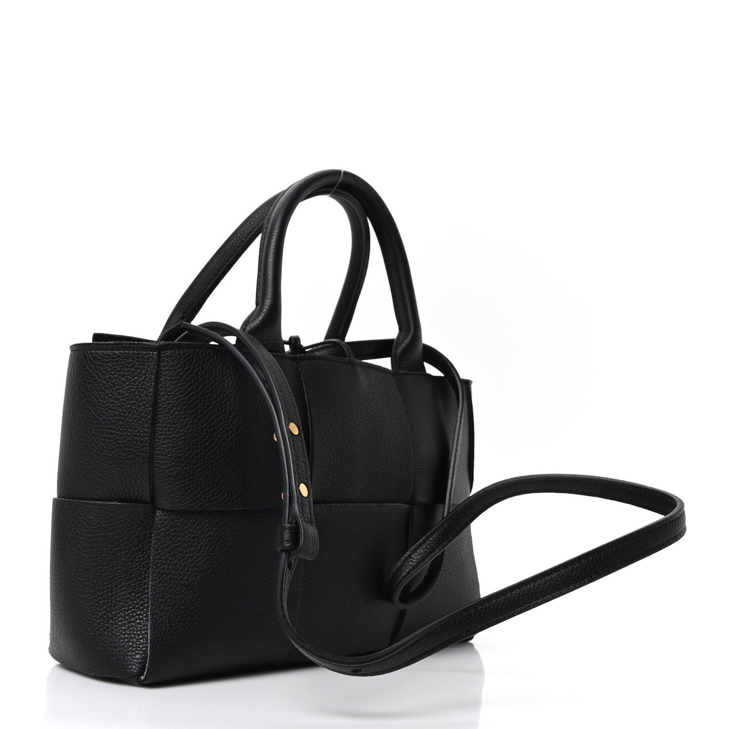 Bottega Veneta Grained Calfskin Intrecciato Mini Arco Tote Black 4 of 10