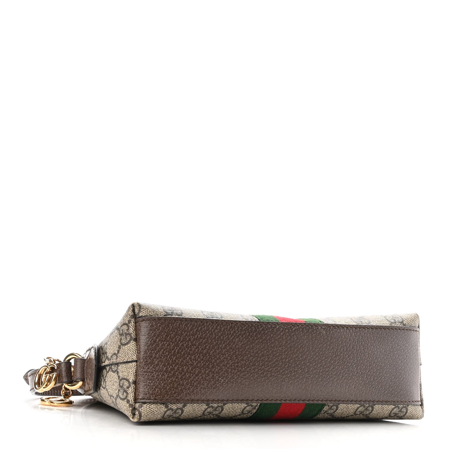 Gucci GG Supreme Monogram Textured Dollar Calfskin Web Small Ophidia Dome Shoulder Bag Beige Ebony New Acero 4 of 9