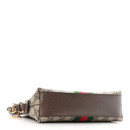 Gucci GG Supreme Monogram Textured Dollar Calfskin Web Small Ophidia Dome Shoulder Bag Beige Ebony New Acero 4 of 9