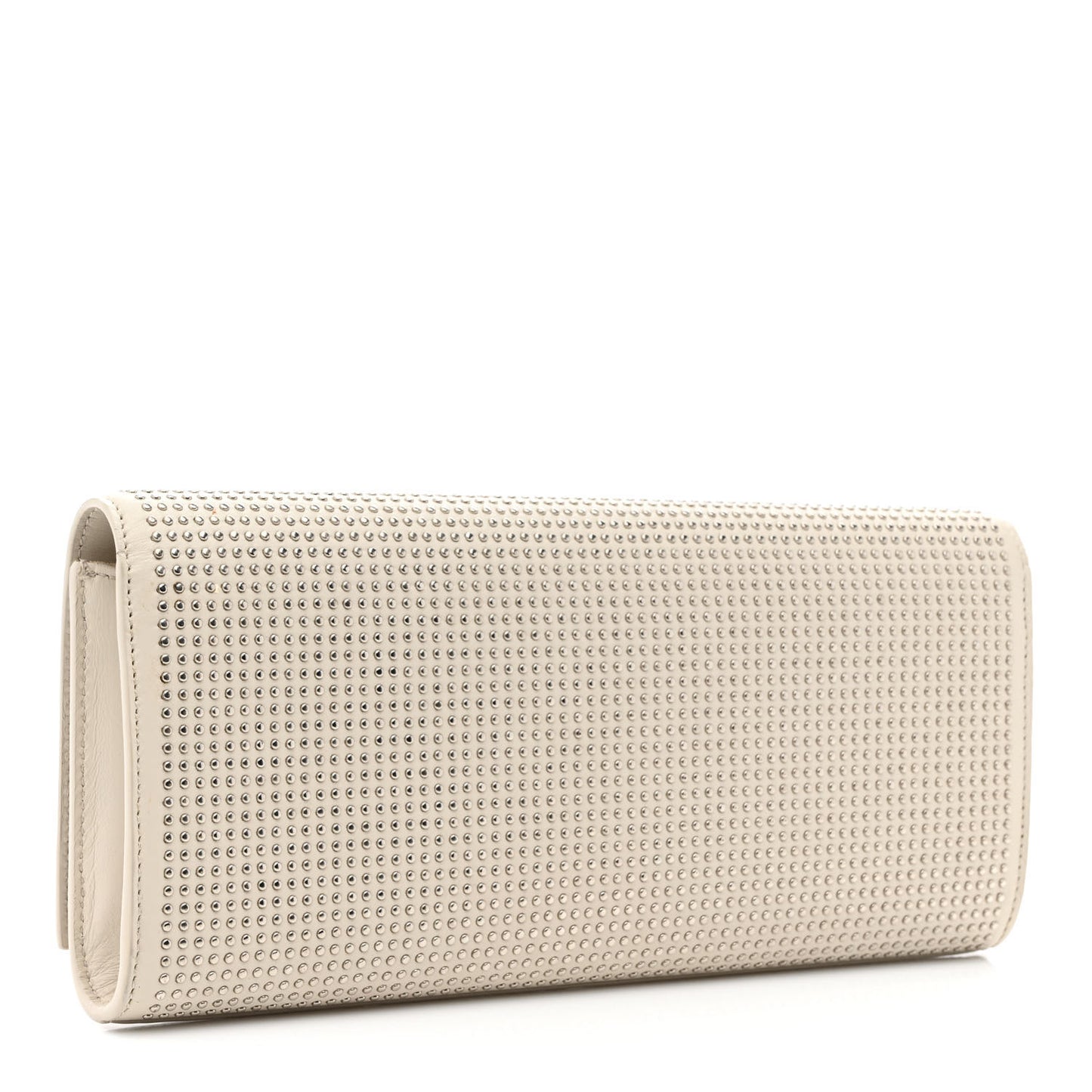 Calfskin Studded Lutetia Flap Clutch White