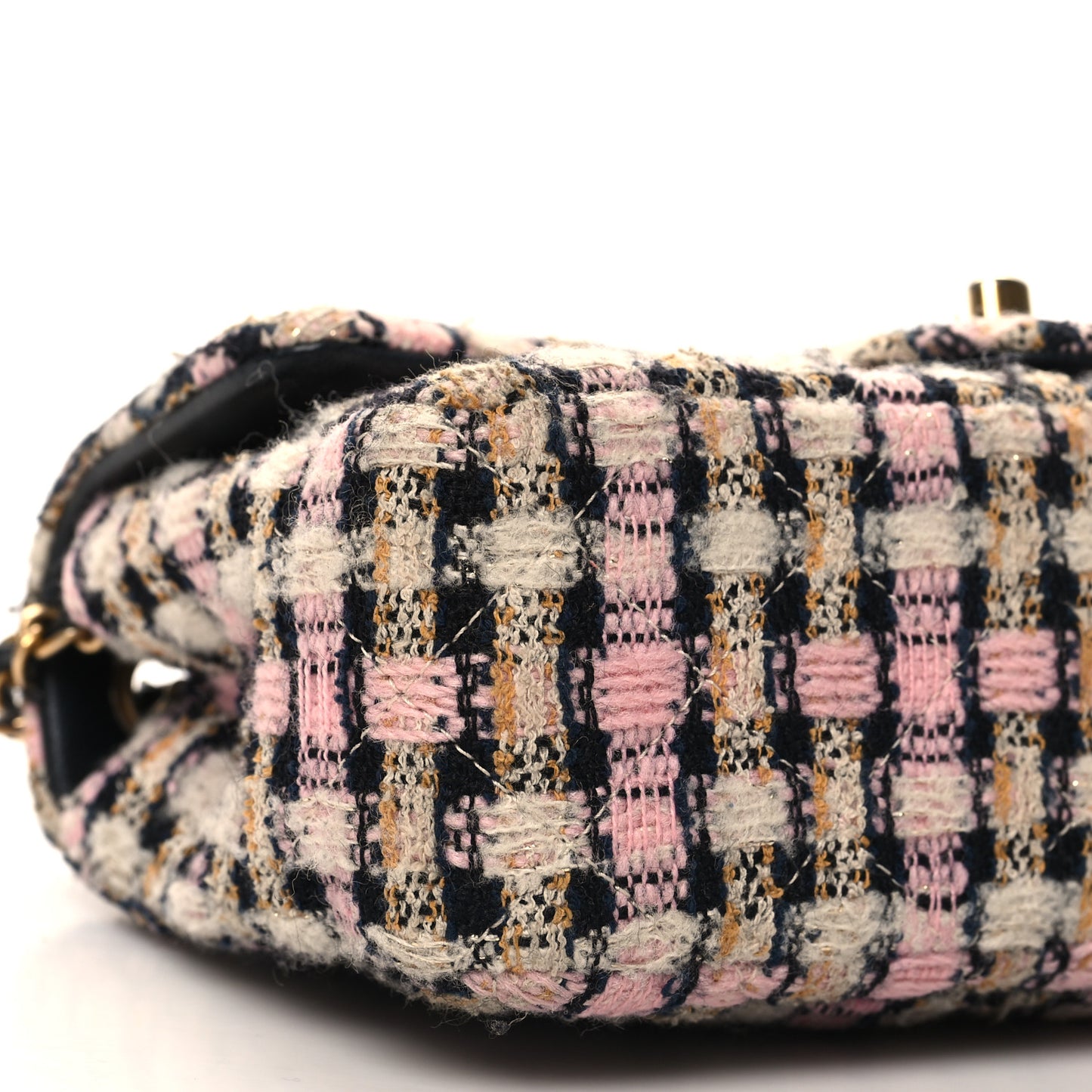 Tweed Quilted Mini Rectangular Pearl Crush Flap Pink Black White