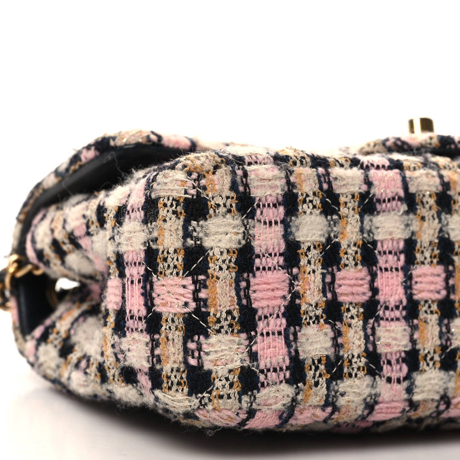Chanel Tweed Quilted Mini Rectangular Pearl Crush Flap Pink Multicolor 9 of 10