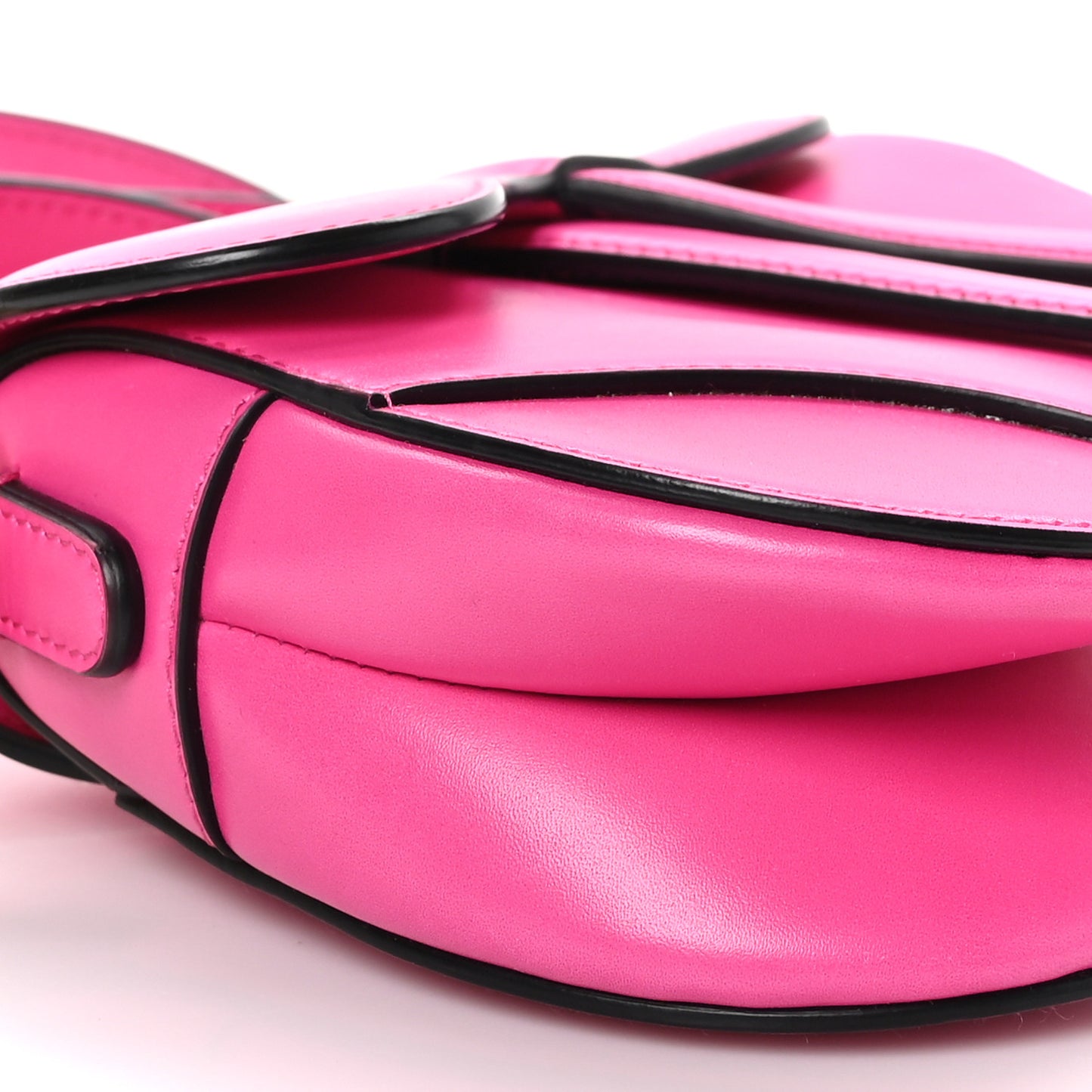 Supple Calfskin Mini Saddle Bag With Strap Passion Pink